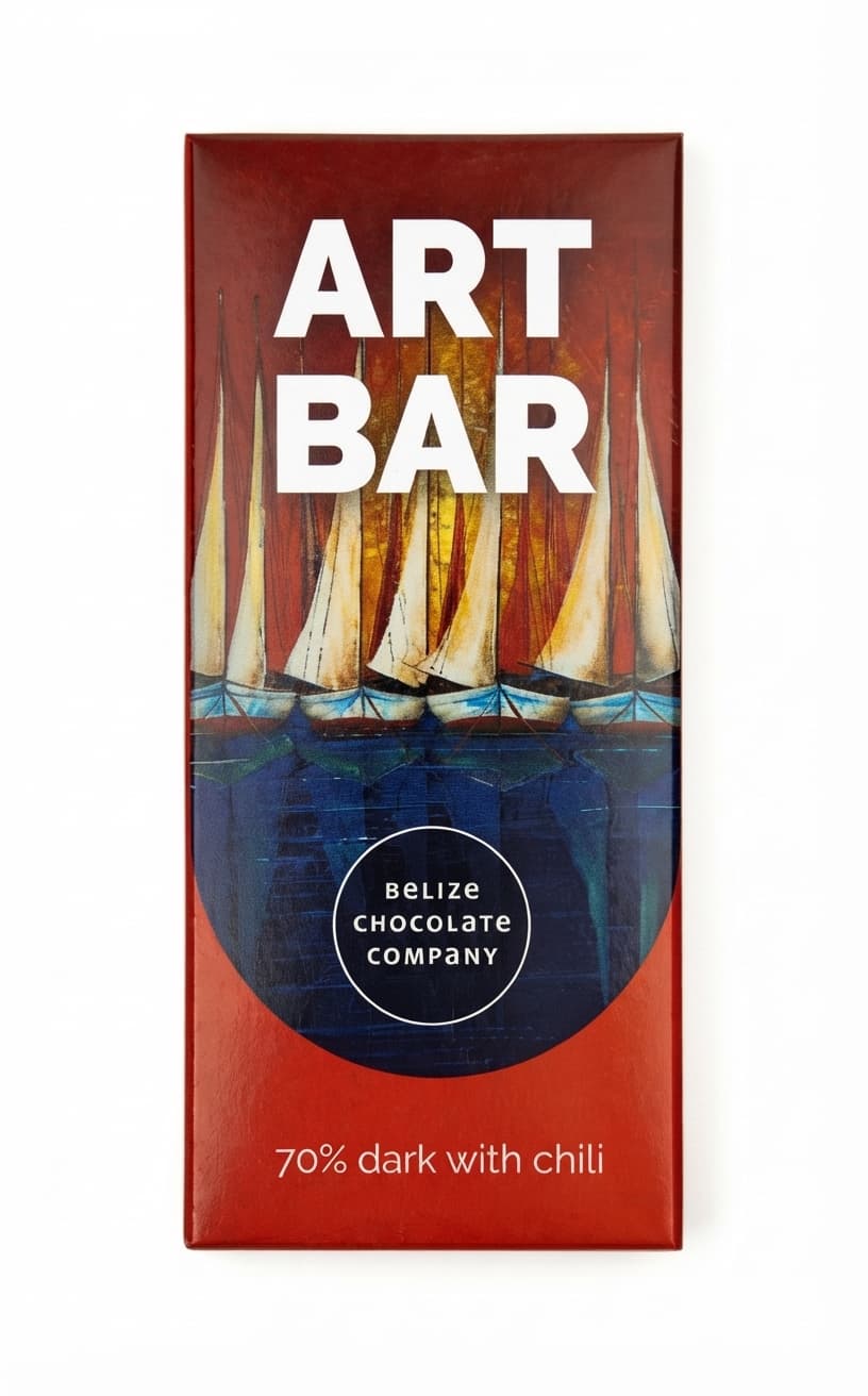 Art Bar Chili 70% 70% dark bar packaging by Belize Chocolate Company