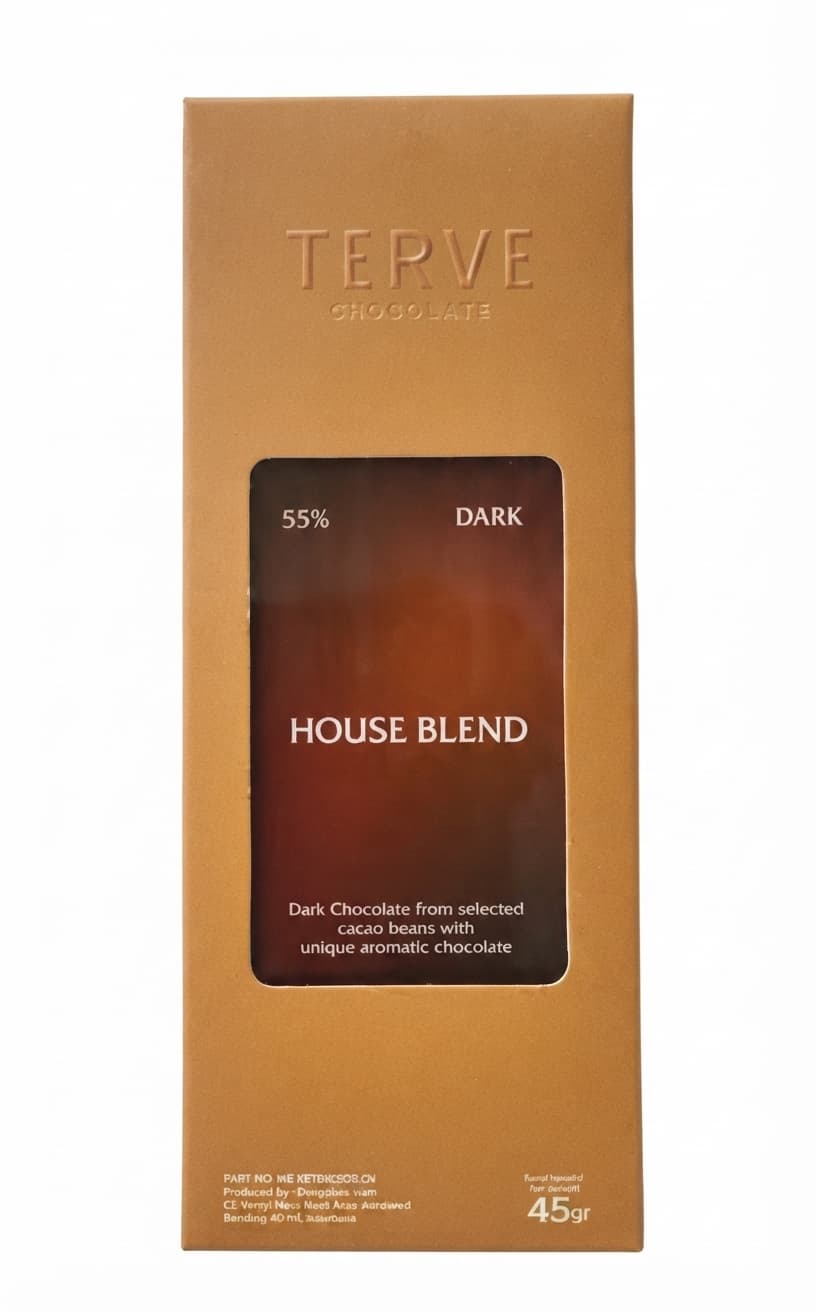 House Blend 55% 55% dark bar packaging by Terve