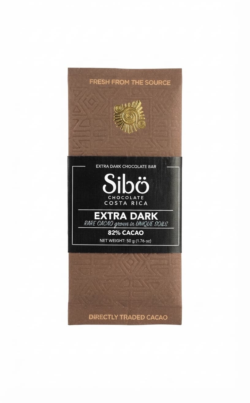 Extra Dark 82% 82% dark bar packaging by Sibö Chocolate