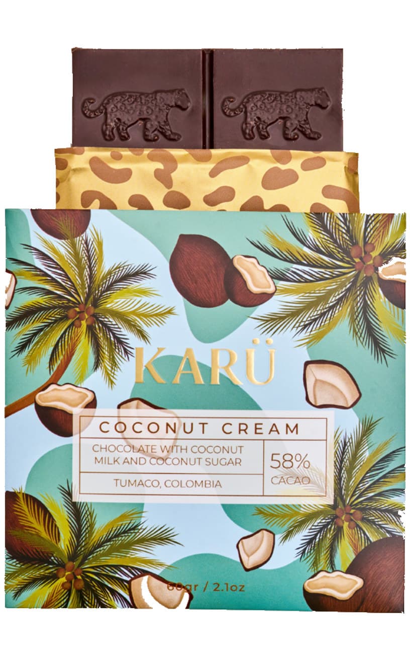 Coconut Cream 58% milk bar packaging by KARÜ