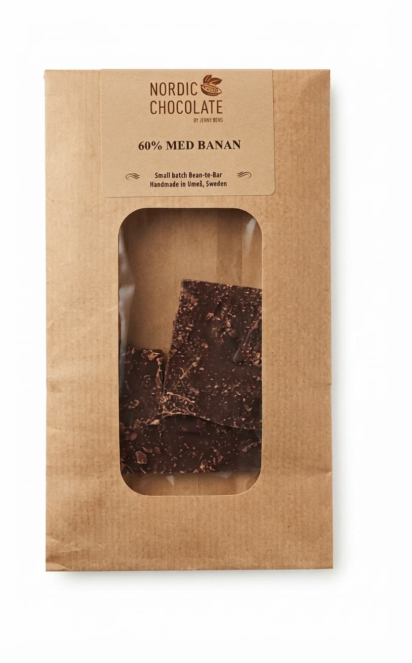 Banan 60% 60% dark bar packaging by Nordic Chocolate