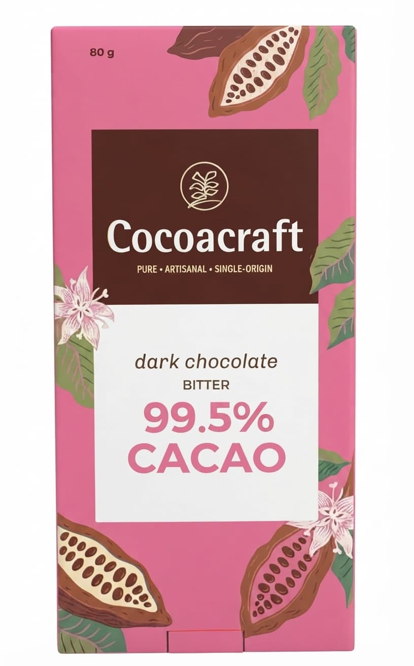 Bitter 99.5% 99.5% dark bar packaging by Cocoacraft