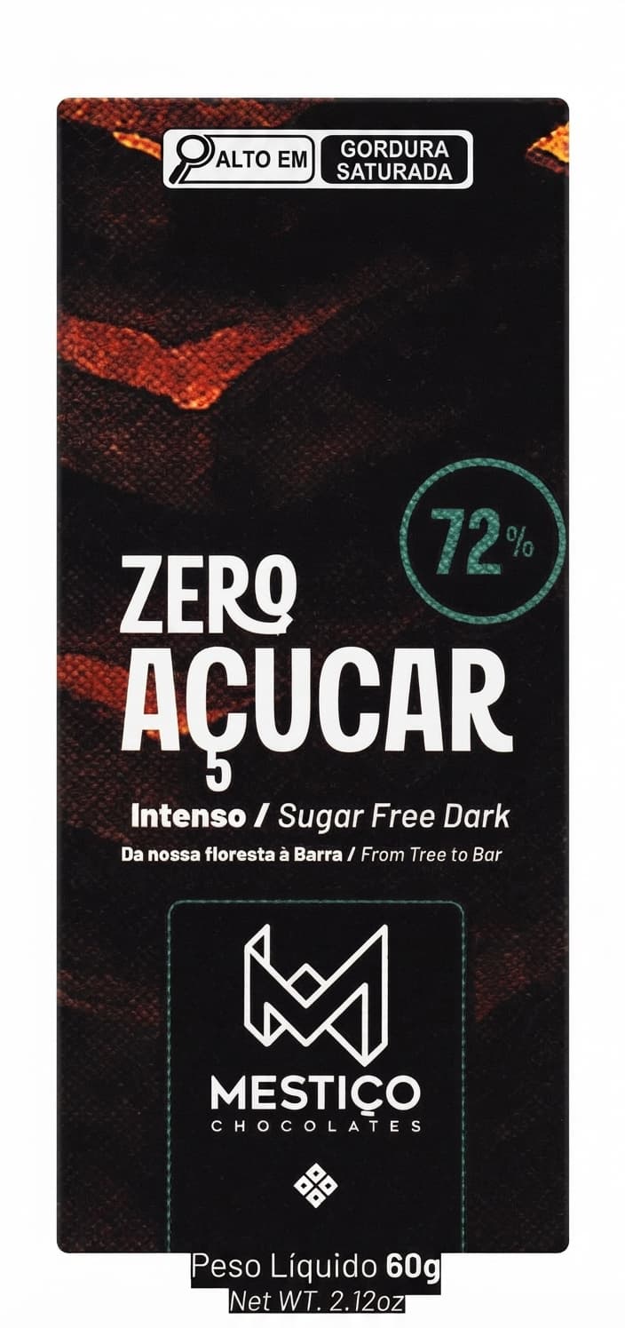 Zero Açúcar 72% 72% dark bar packaging by Mestiço