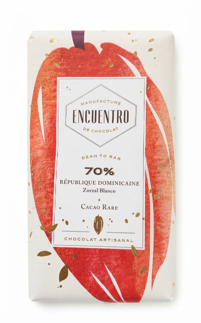 Zorzal Blanco 70% chocolate bar packaging by Encuentro