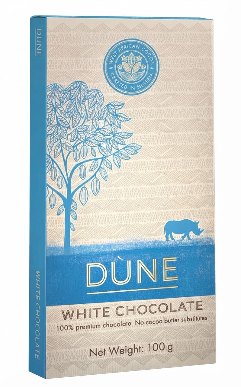 White Chocolate white bar packaging by DÙNE