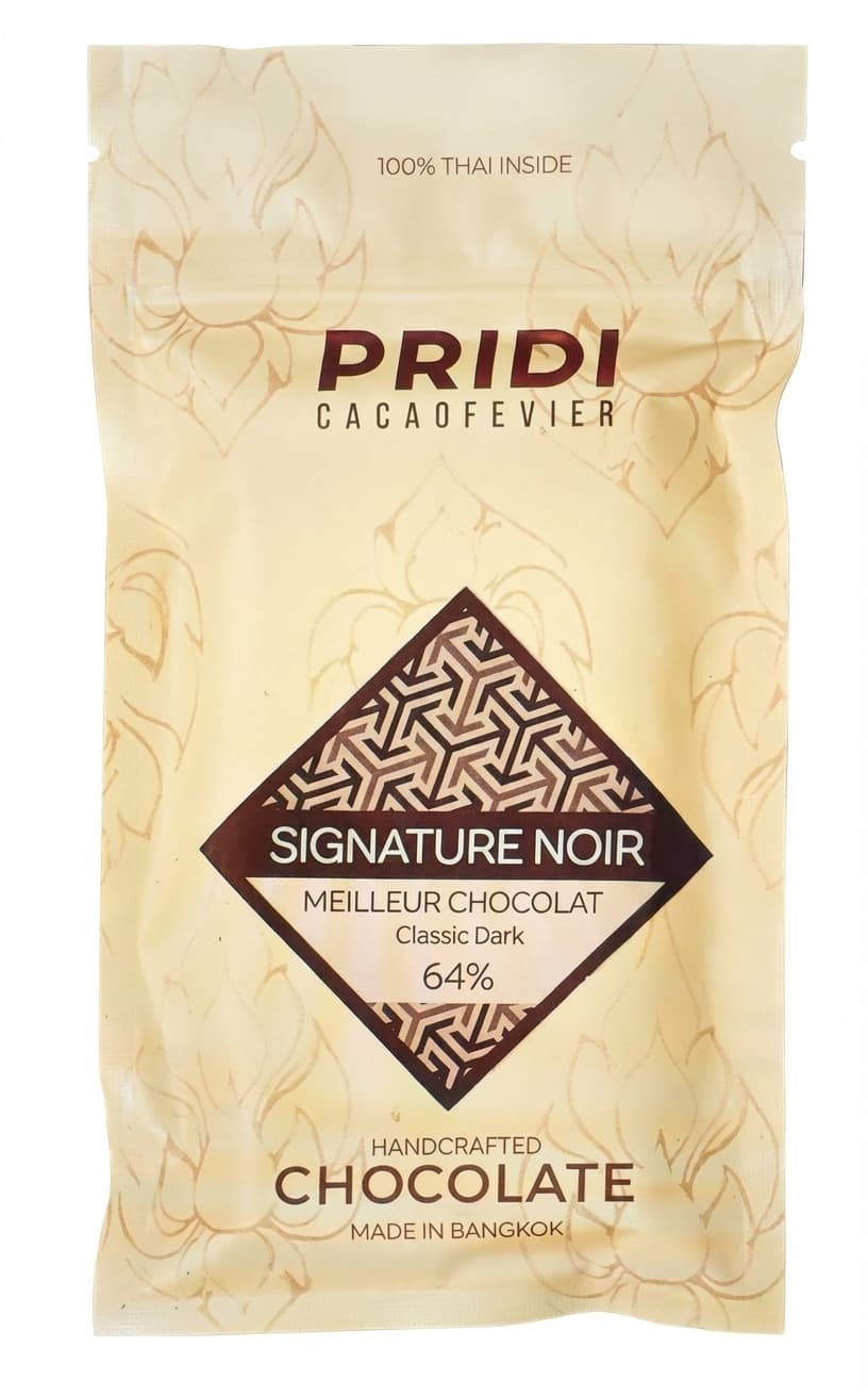 Signature Noir 64% 64% dark bar packaging by Pridi Cacaofevier