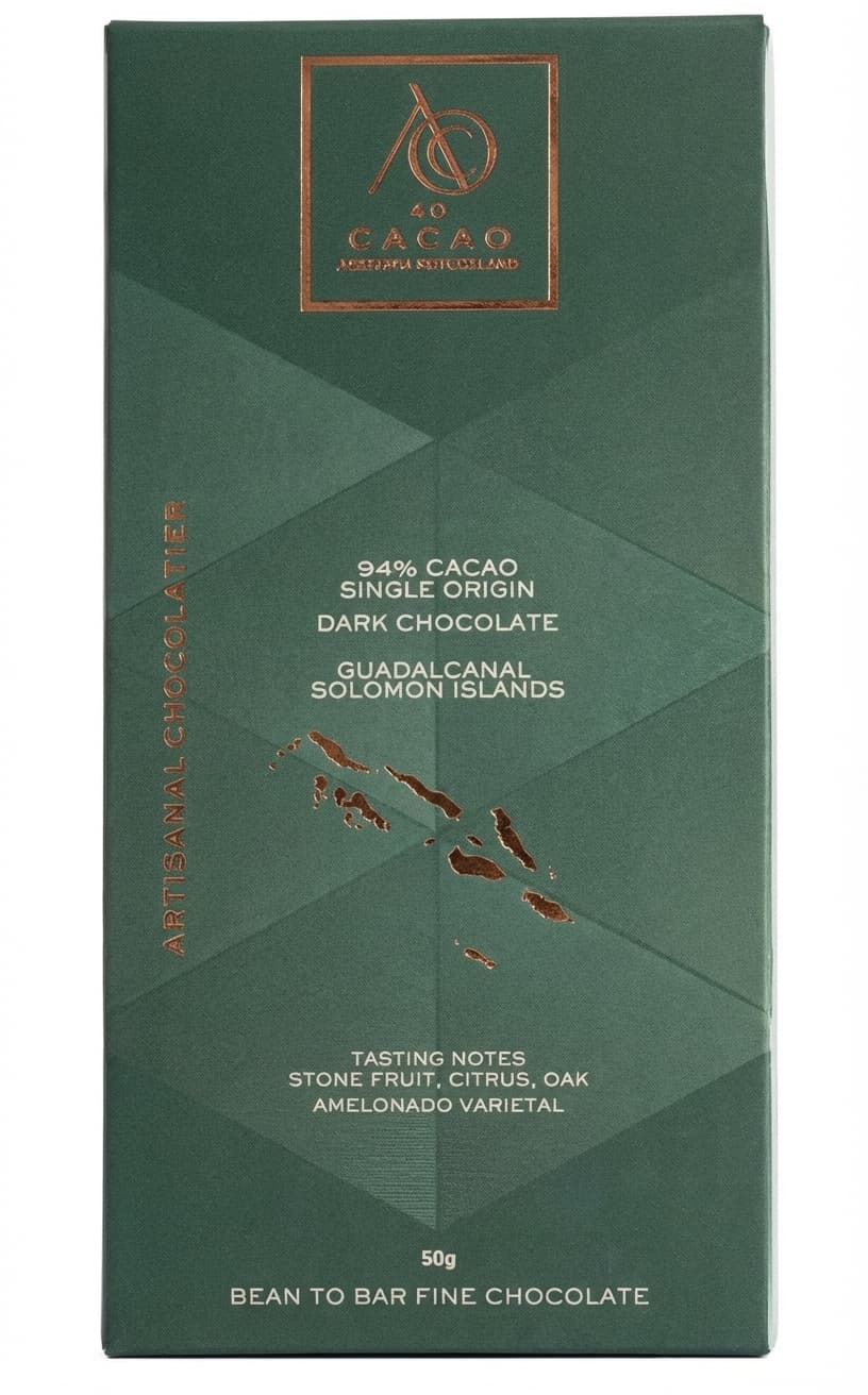 94% Cacao Single Origin 94% dark bar packaging by AO Cacao