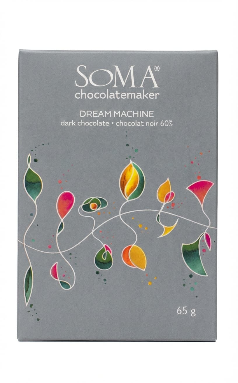 Dream Machine 60% dark bar packaging by SOMA