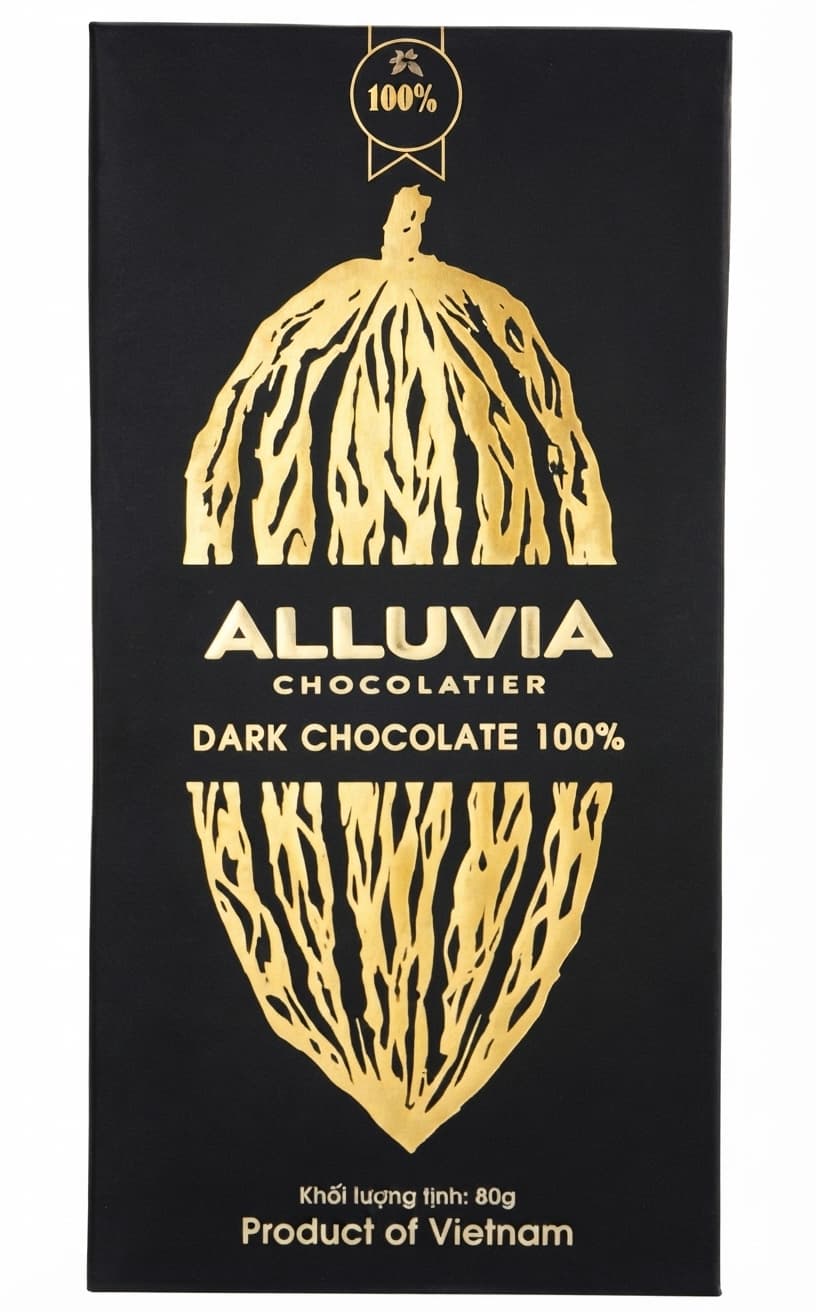 100% 100% dark bar packaging by Alluvia