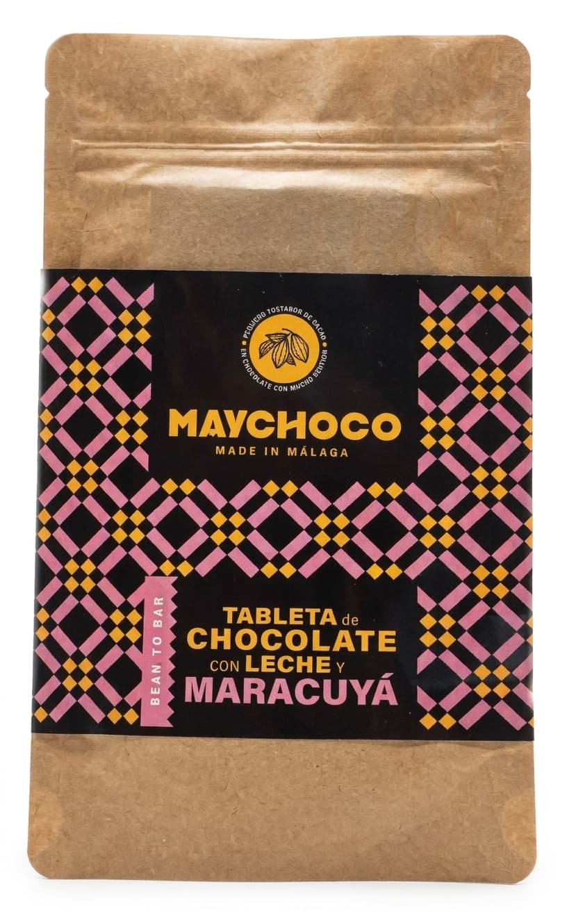 Leche y Maracuyá 55% milk bar packaging by Maychoco