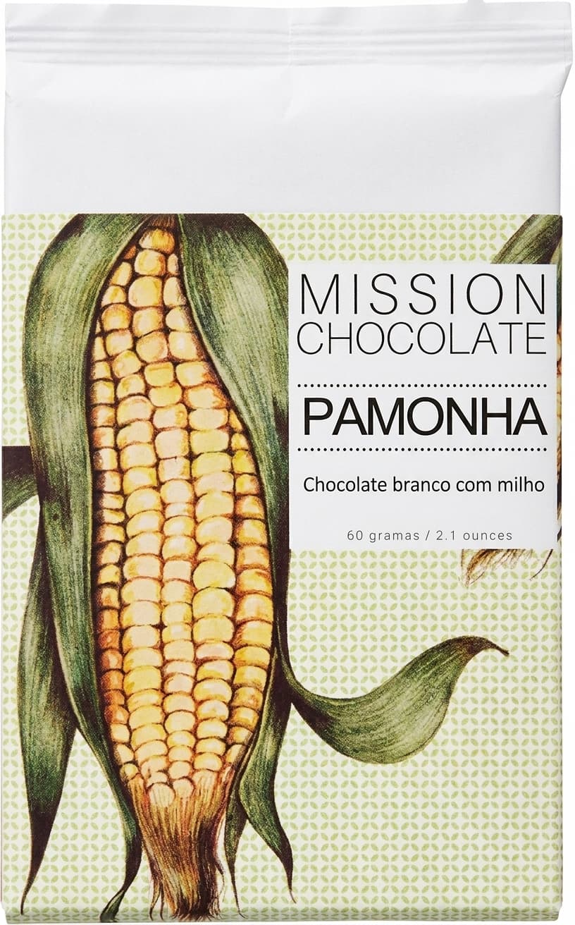Pamonha null% white bar packaging by Mission Chocolate