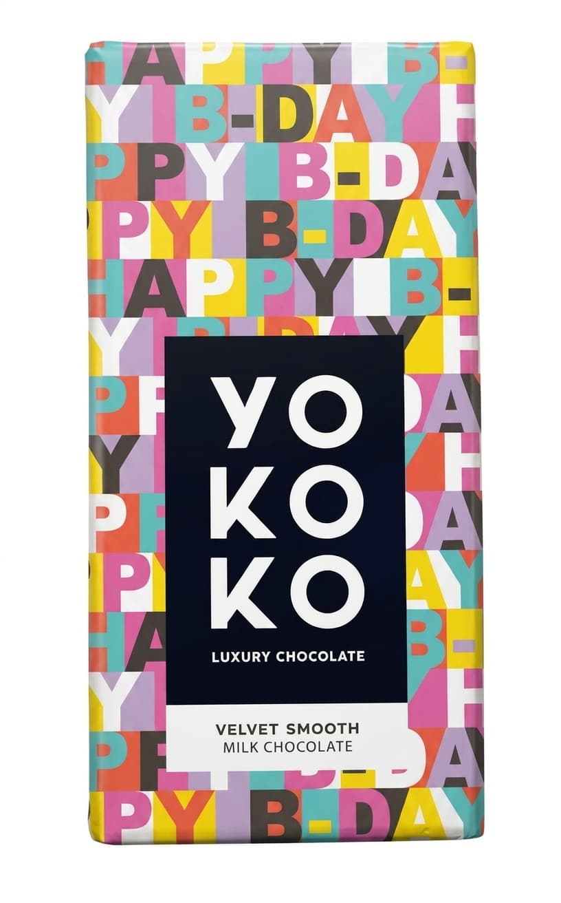 Velvet Smooth Milk Chocolate 45% milk bar packaging by YOKOKO