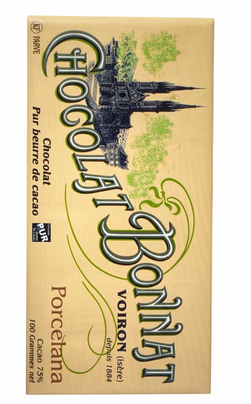 Porcelana 75% 75% dark bar packaging by Bonnat