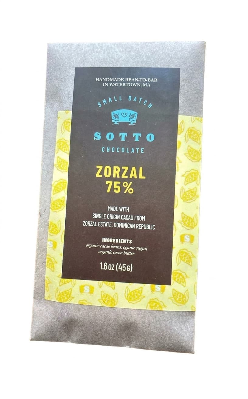 Zorzal 75% 75% dark bar packaging by Sotto Chocolate