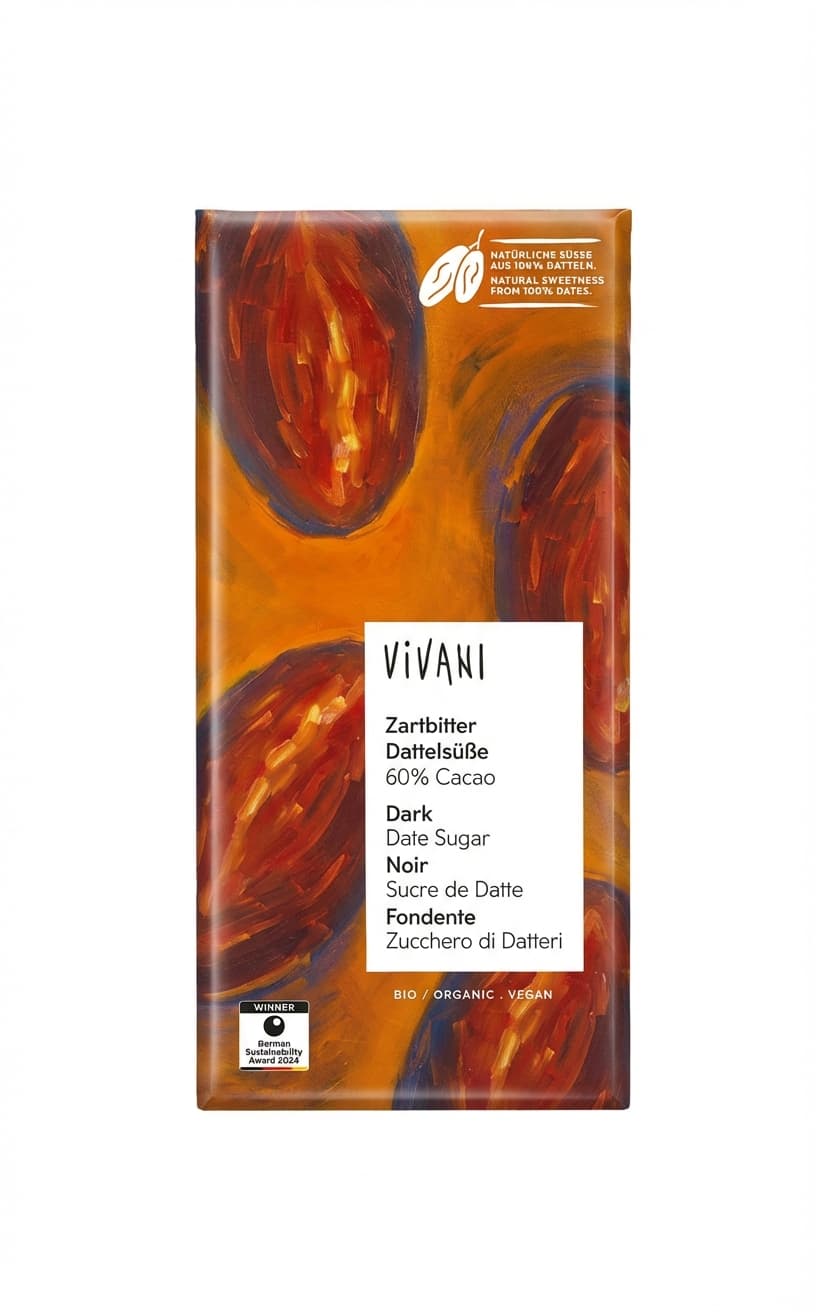 Dark Date Sugar 60% Cacao 60% dark bar packaging by undefined