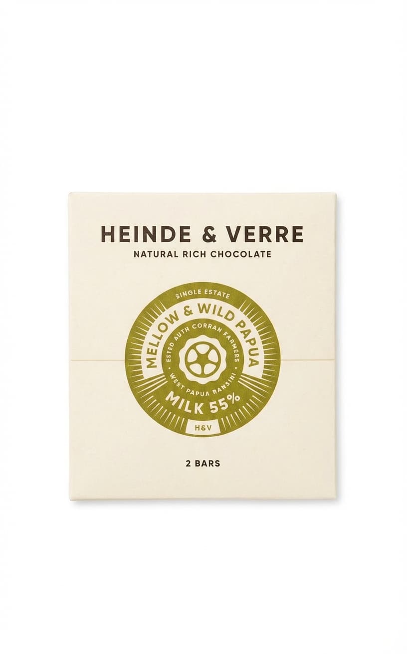 Mellow & Wild Papua 55% milk bar packaging by undefined