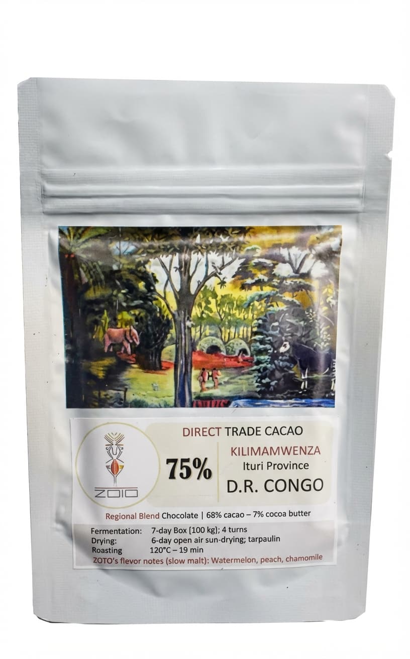 Kilimamwenza 75% 75% dark bar packaging by ZOTO