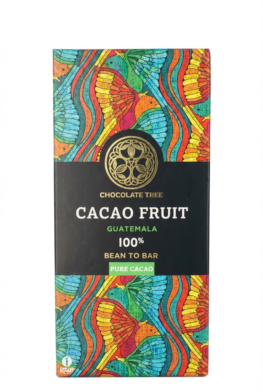 Cacao Fruit 100% 100% dark bar packaging by CHOCOLATE TREE