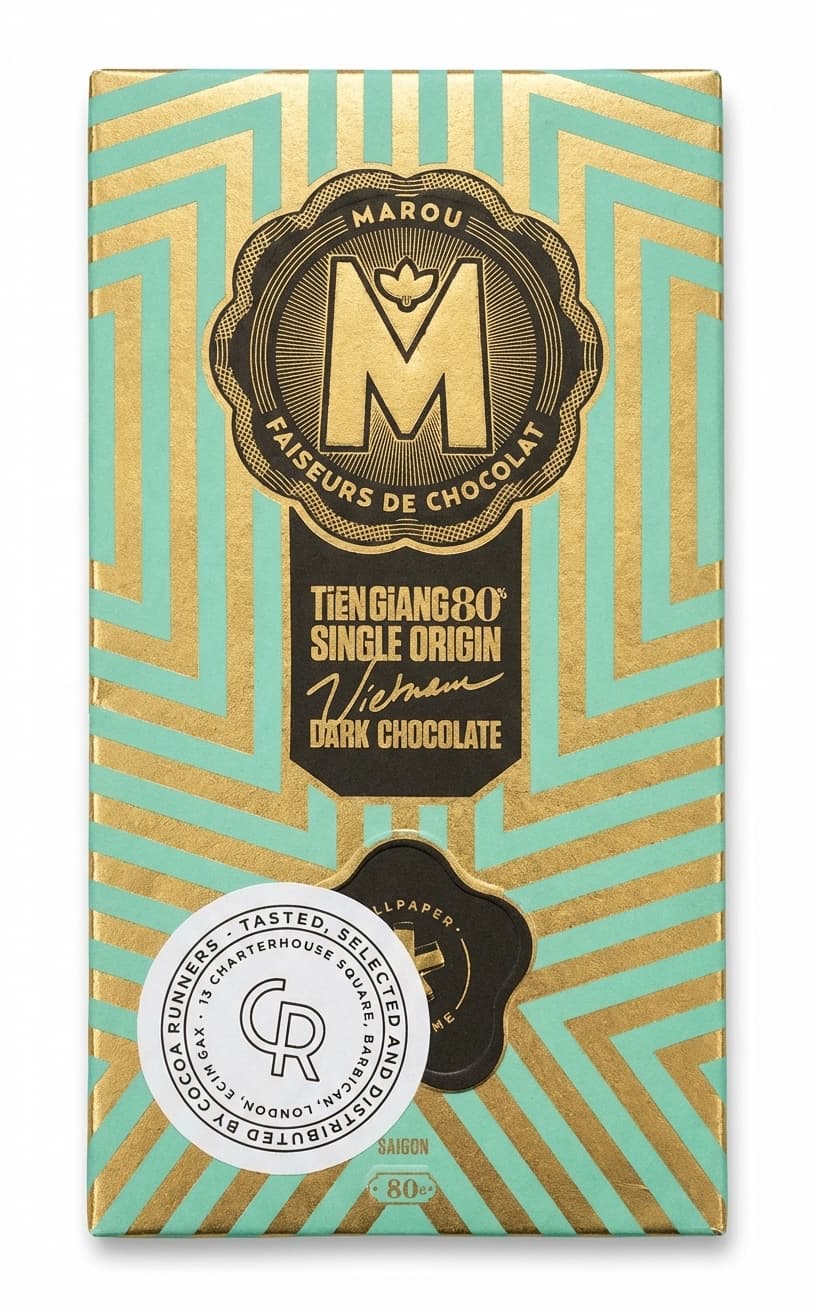 Tien Giang 80% 80% dark bar packaging by Marou Chocolate