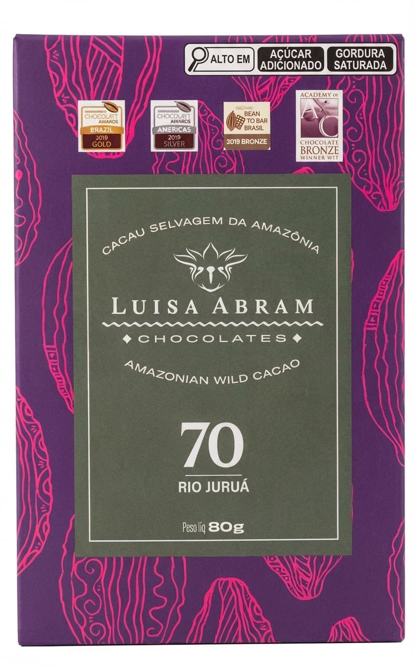 Rio Juruá 70% 70% dark bar packaging by Luisa Abram