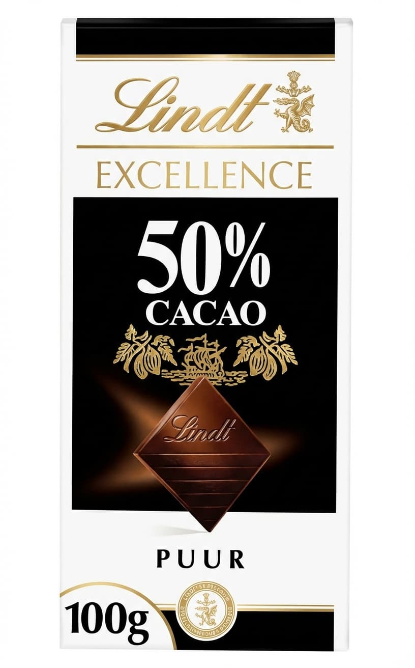Excellence 50% Cacao 50% dark bar packaging by Lindt