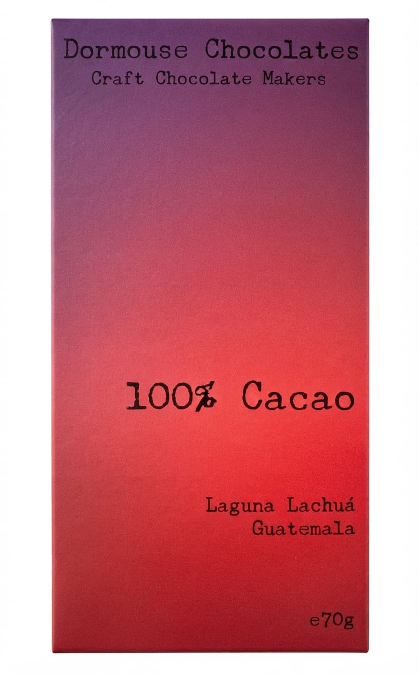 Laguna Lachuá 100% 100% dark bar packaging by Dormouse Chocolates