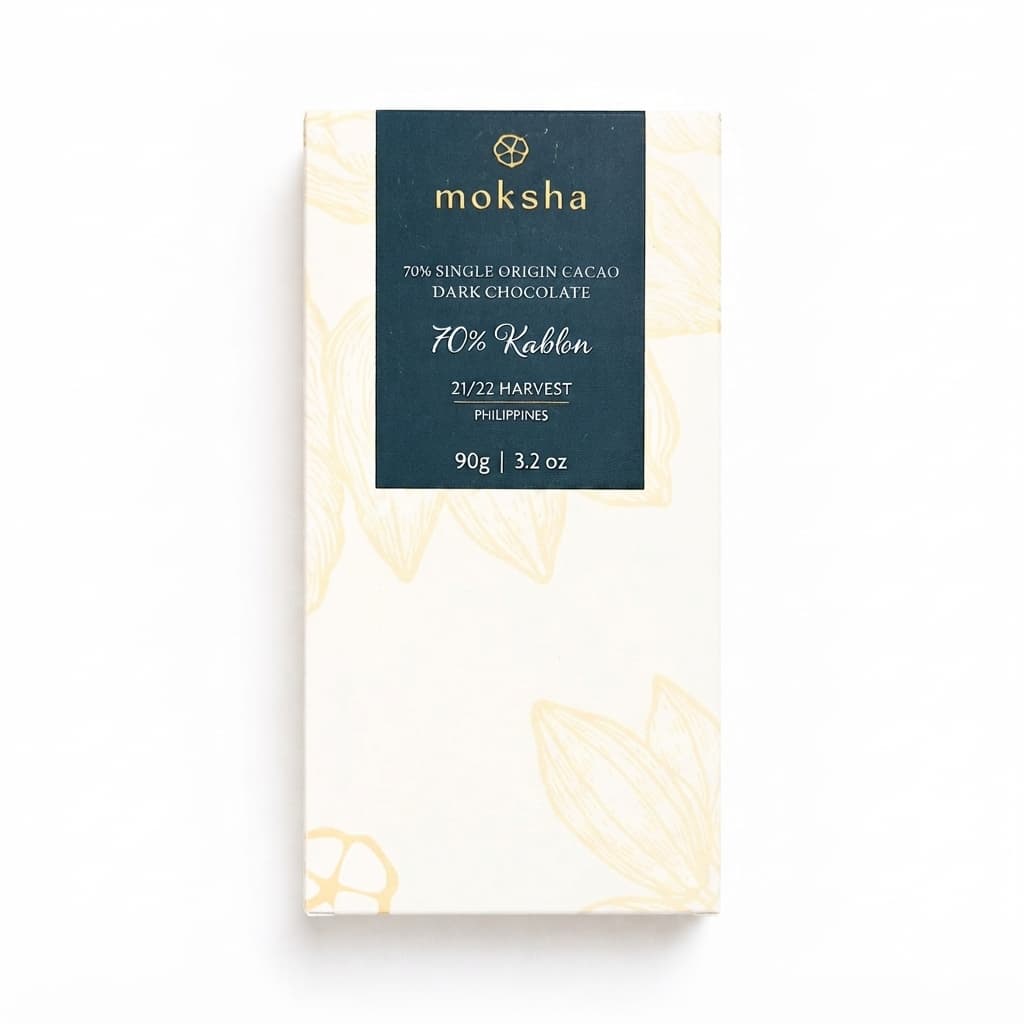 Kablon 70% 70% dark bar packaging by Moksha Chocolate