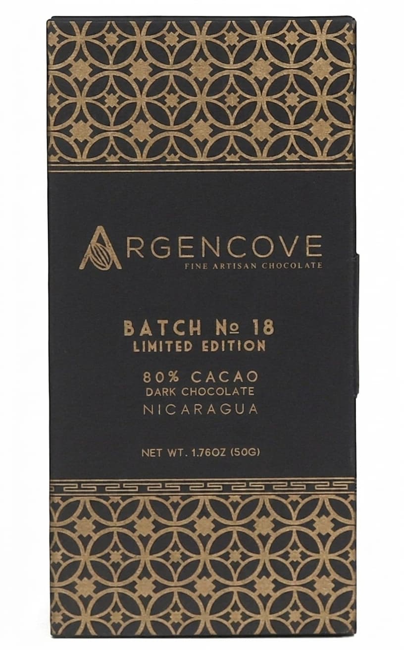 Batch No 18 80% 80% dark bar packaging by Argencove