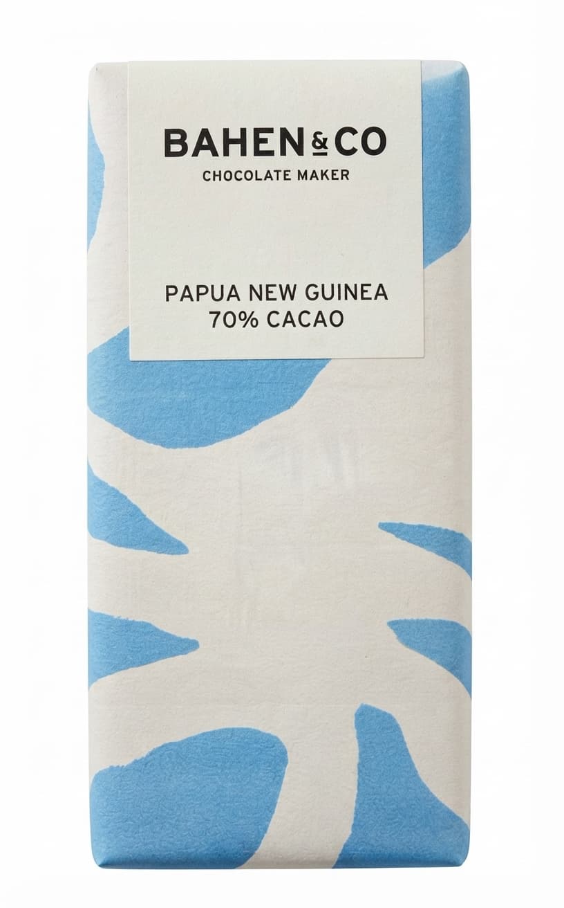 Papua New Guinea 70% 70% dark bar packaging by Bahen & Co