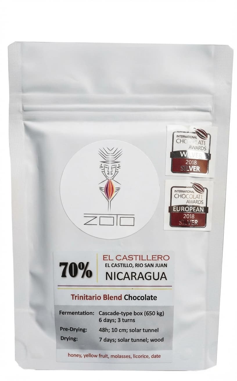 El Castillero Trinitario Blend 70% dark bar packaging by ZOTO