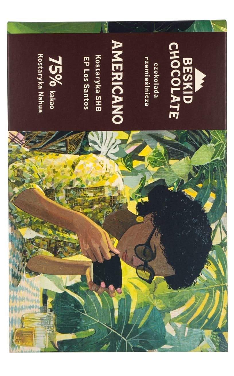 Americano 75% 75% dark bar packaging by Beskid Chocolate