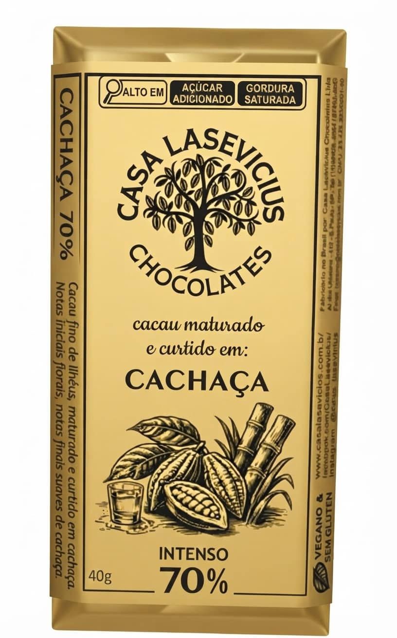 Cachaça 70% 70% dark bar packaging by Casa Lasevicius