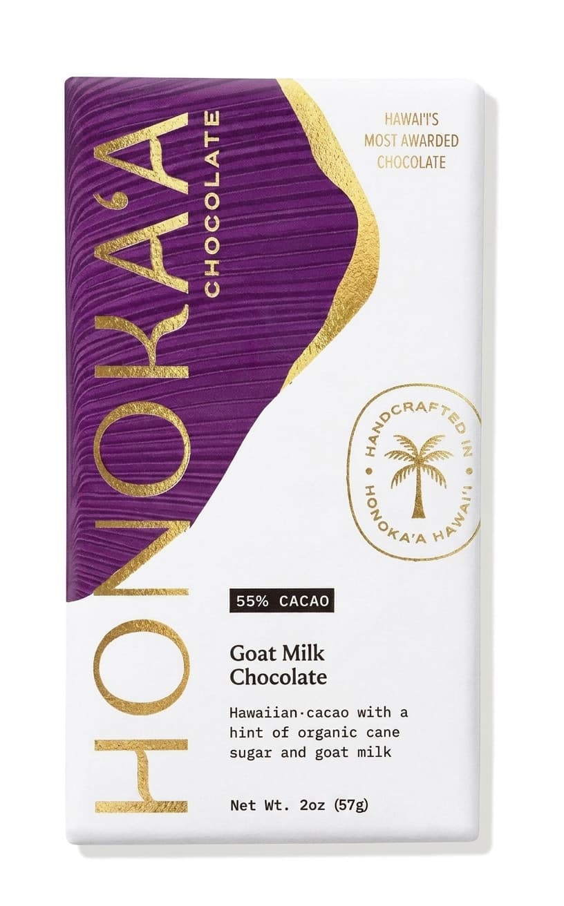 Goat Milk 55% 55% milk bar packaging by Honoka'a