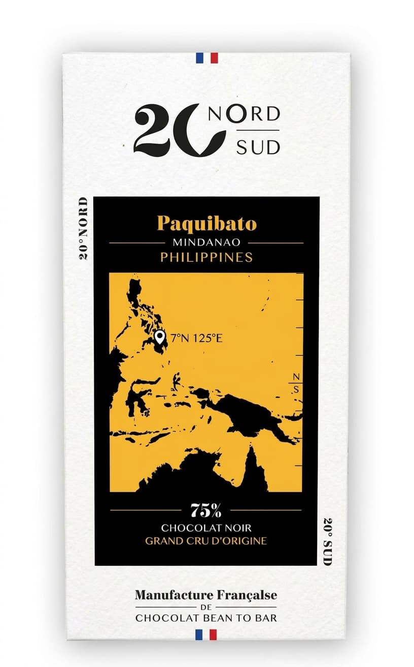 Paquibato 75% 75% dark bar packaging by 20nord20sud