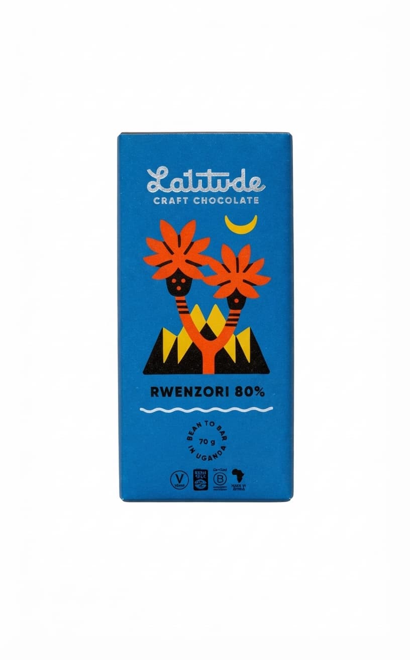 Rwenzori 80% 80% dark bar packaging by Latitude
