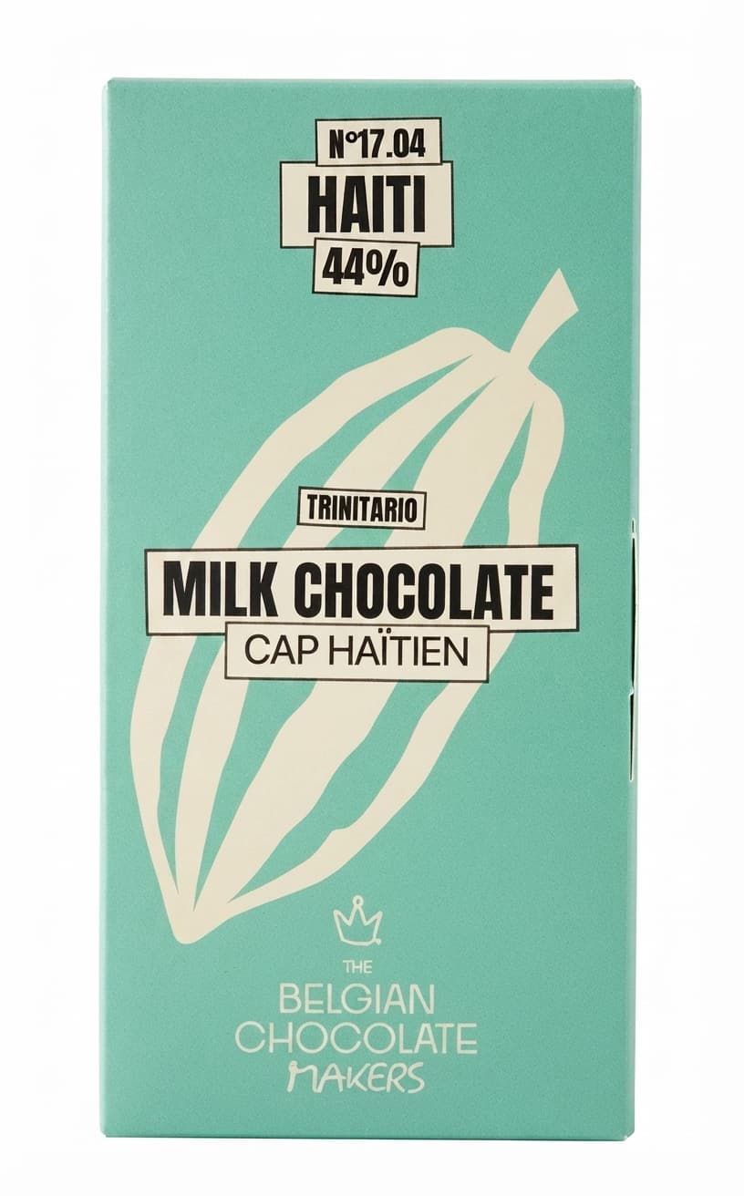 Haiti 44% 44% milk bar packaging by The Belgian Chocolate Makers