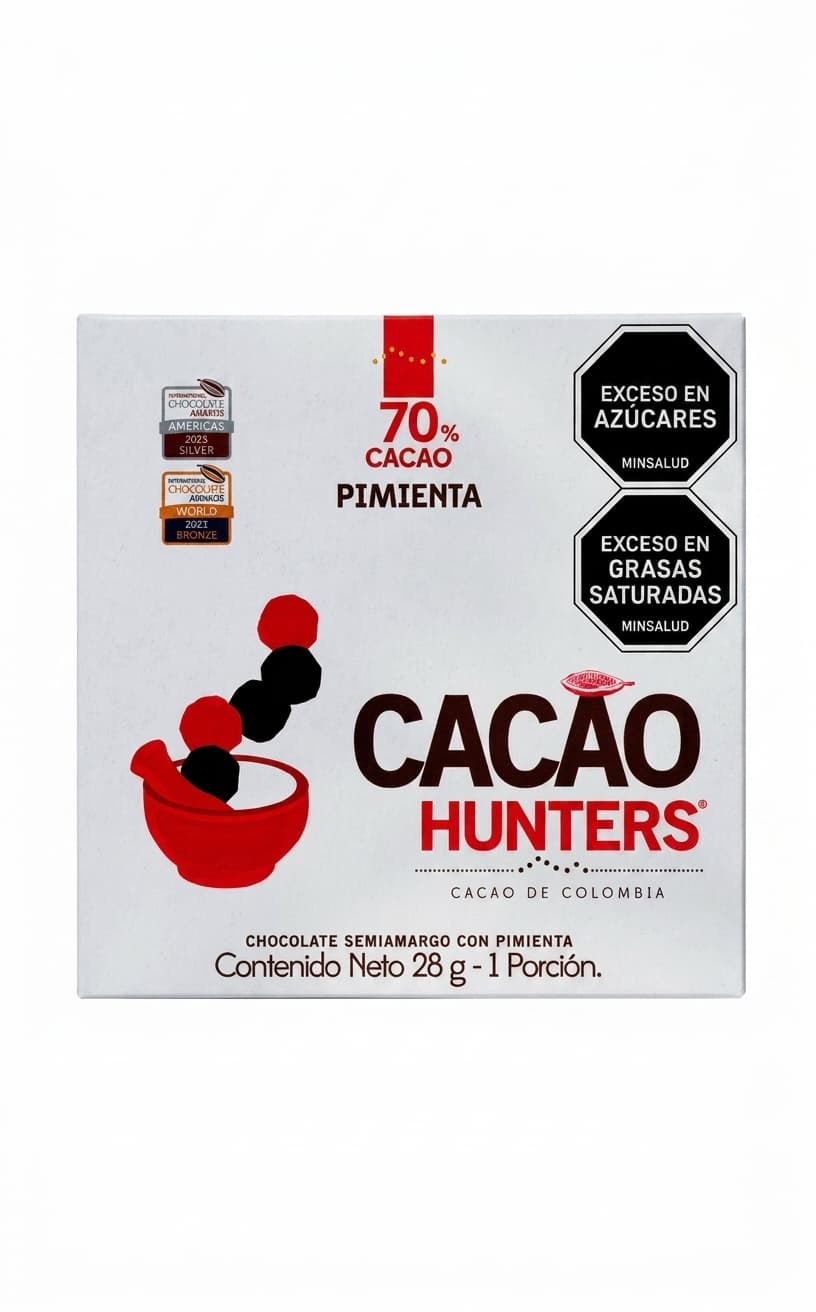 Pimienta 70% 70% dark bar packaging by Cacao Hunters