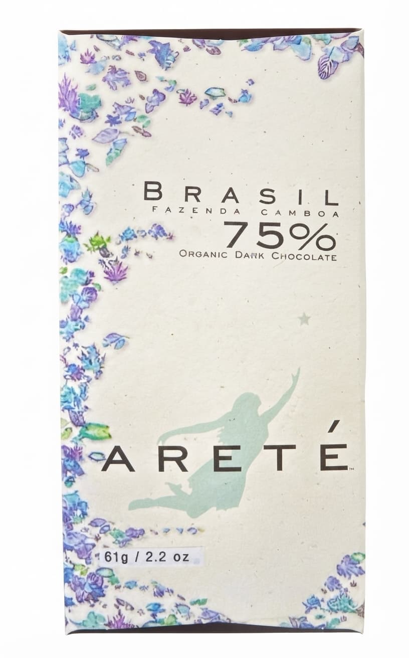 Brasil 75% 75% dark bar packaging by Areté