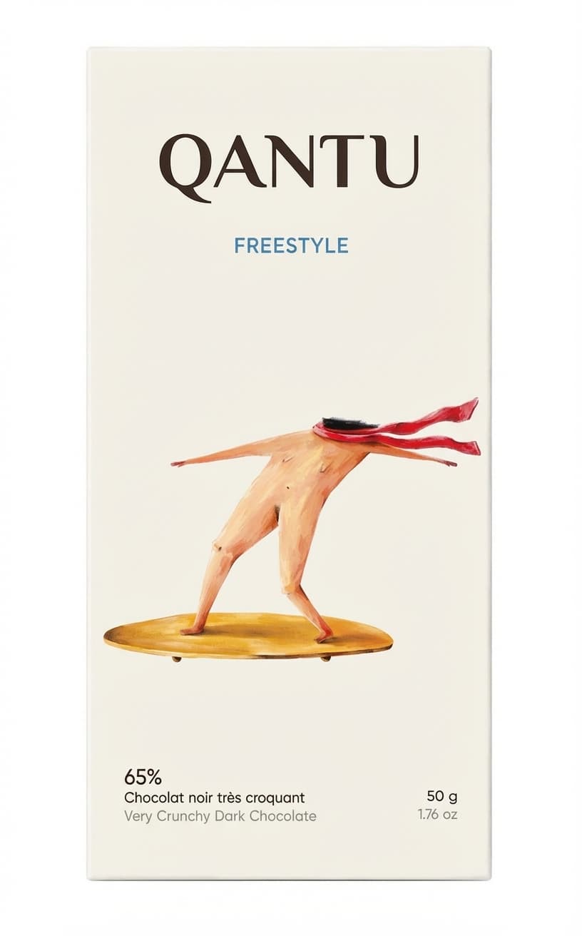 Freestyle 65% 65% dark bar packaging by Qantu