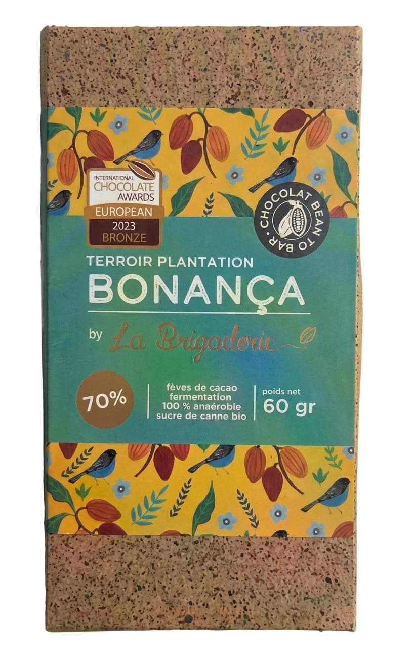 Bonança 70% 70% dark bar packaging by La Brigaderie