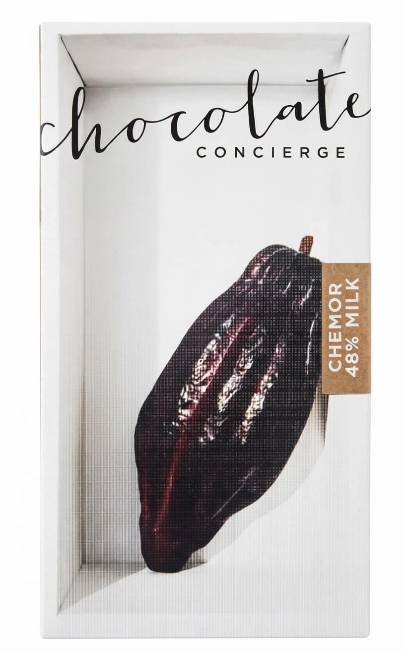 Chemor 48% Milk 48% milk bar packaging by Chocolate Concierge