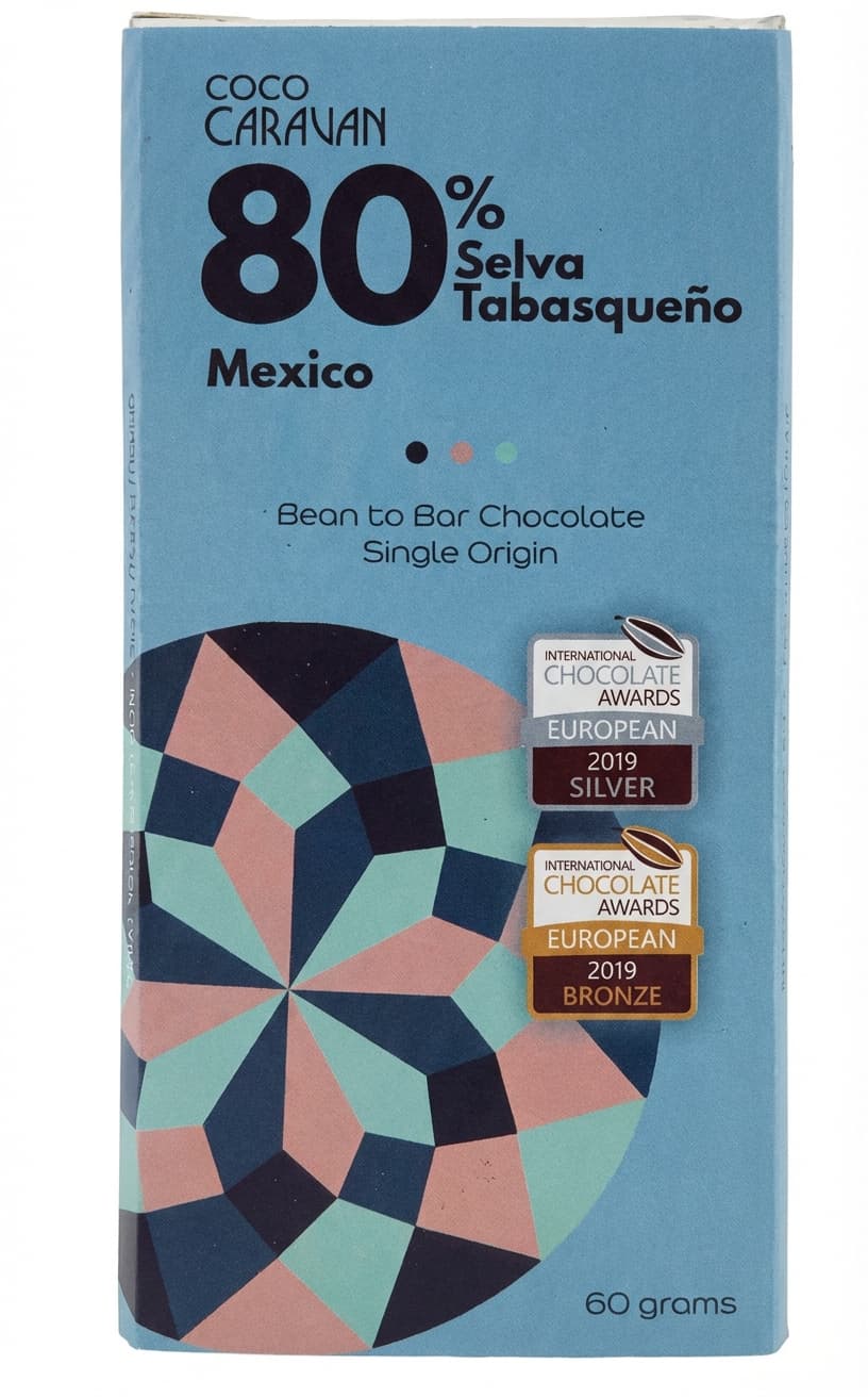 Selva Tabasqueño 80% 80% dark bar packaging by Coco Caravan
