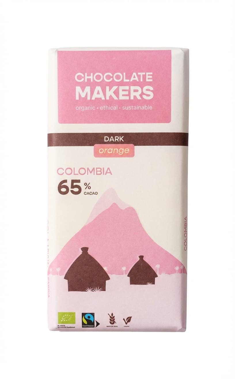 Dark Orange Colombia 65% 65% dark bar packaging by Chocolate Makers