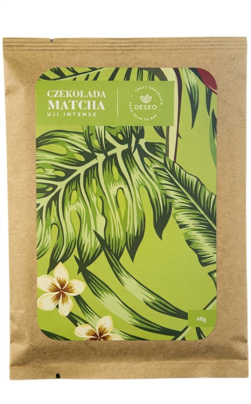 Matcha Uji Intense null% white bar packaging by Deseo