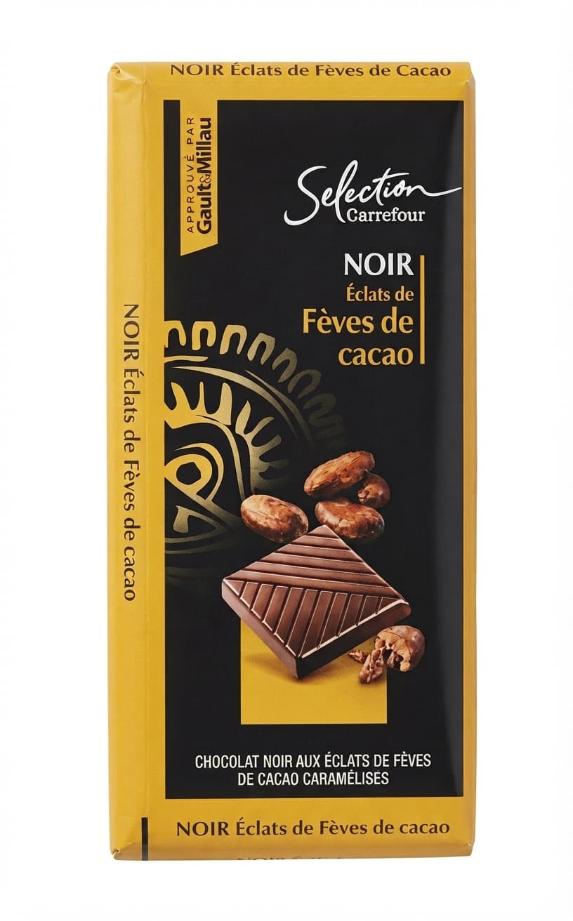 Noir Éclats de Fèves 64% dark bar packaging by Carrefour