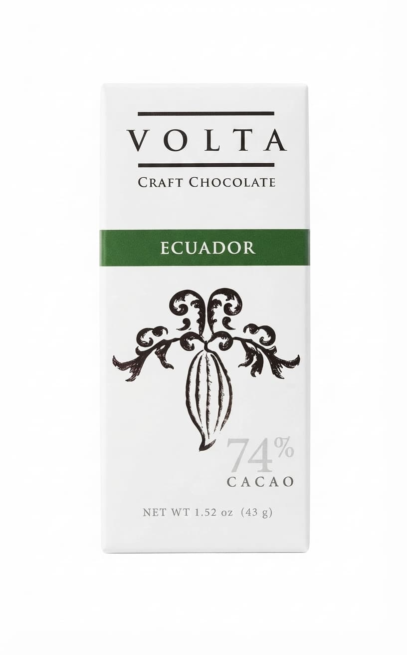 Ecuador 74% 74% dark bar packaging by Forté Chocolate