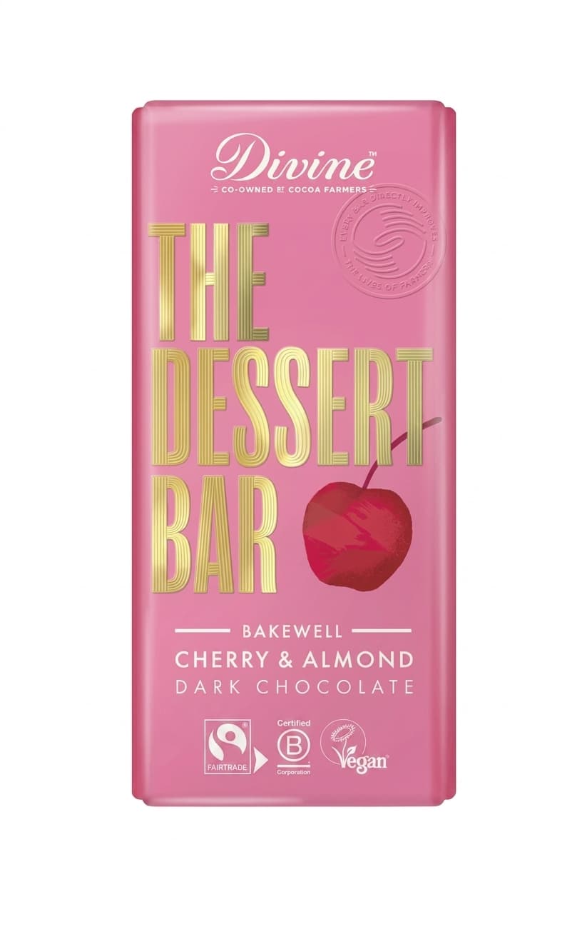Bakewell 60% 60% dark bar packaging by Divine