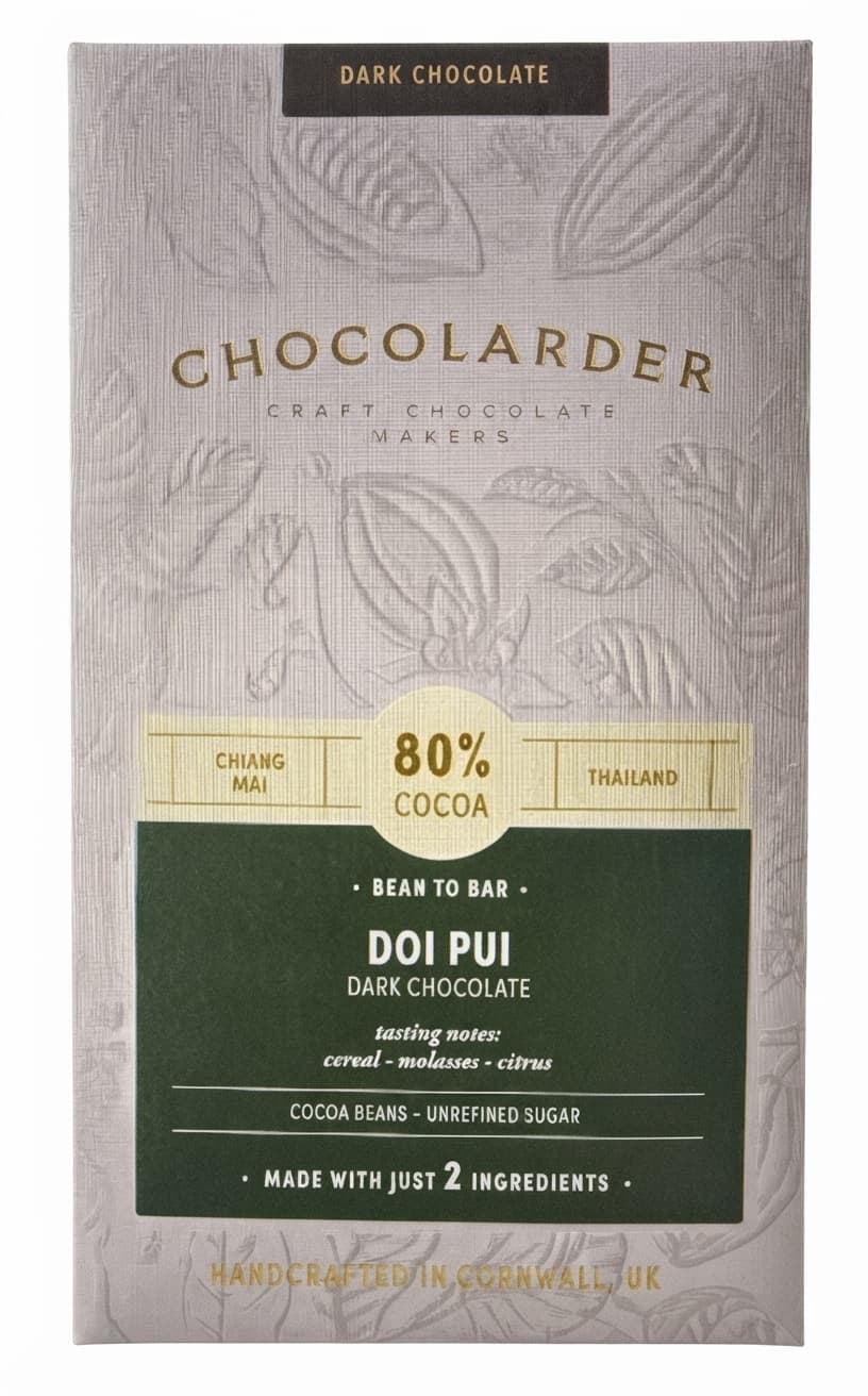 Doi Pui 80% 80% dark bar packaging by Chocolarder