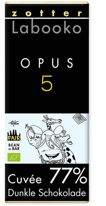 Labooko Opus 5 77% 77% dark bar packaging by Zotter