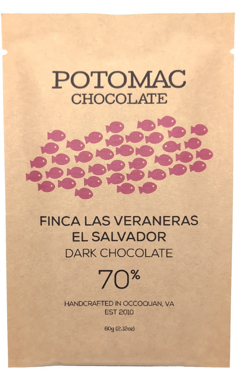 Finca Las Veraneras El Salvador 70% 70% dark bar packaging by Potomac Chocolate
